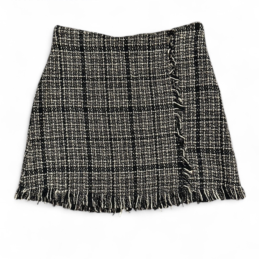 SHEIN Black and Yellow Fringe Mini Skirt